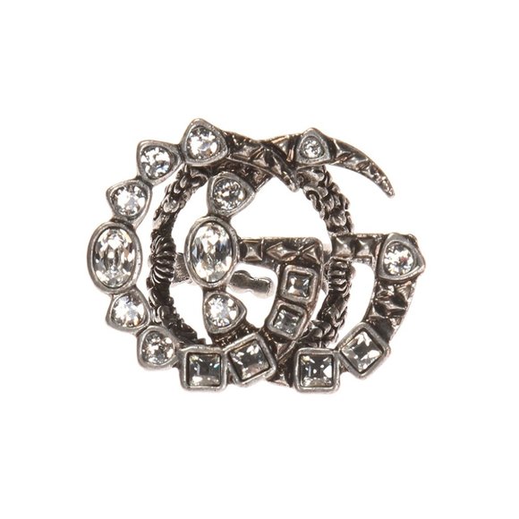 Gucci Crystal Double G Ring in Silver NEW IN BOX - Picture 1 of 5